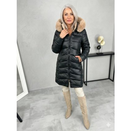 prošívaný oboustranný zimní kabát černý