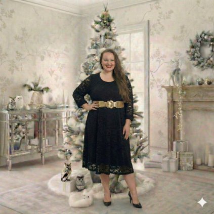 společenské krajkové šaty plussize černé