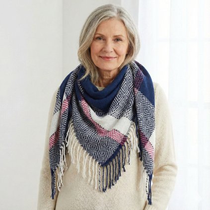 maxi šátek hřejivý tmavě modrý