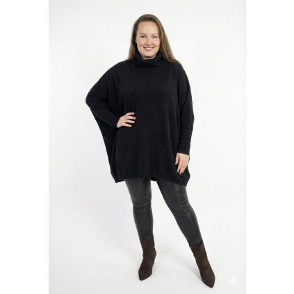 nadměrný svetr netopýřího střihu černý