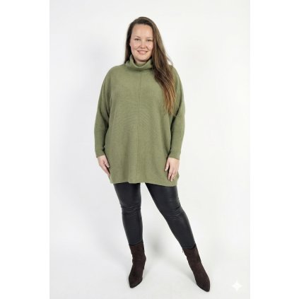 nadměrný svetr netopýřího střihu khaki