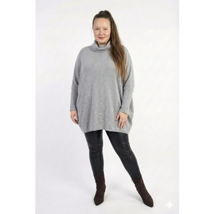 nadměrný svetr netopýřího střihu šedý