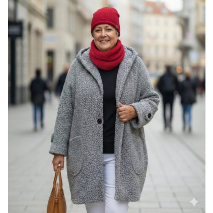 dámský komplet čepice nákrčník červený