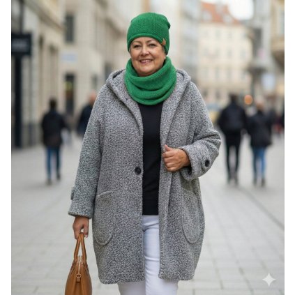 dámský komplet čepice nákrčník zelený