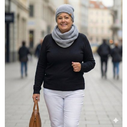 dámský set čepice nákrčník šedý