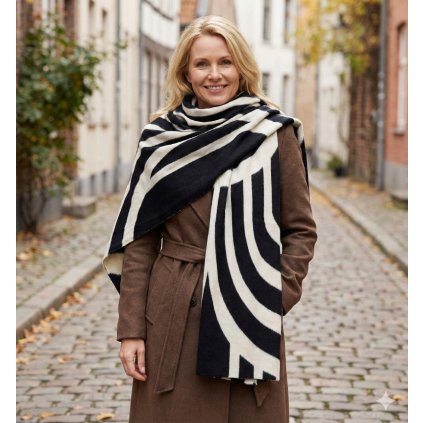 dlouhá hřejivá šála černo-bílá