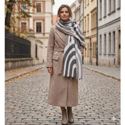 dlouhá elegantní hřejivá šála šedá