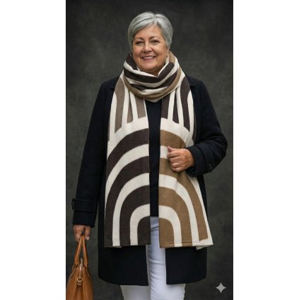 elegantní hřejivá šála hnědo-béžová