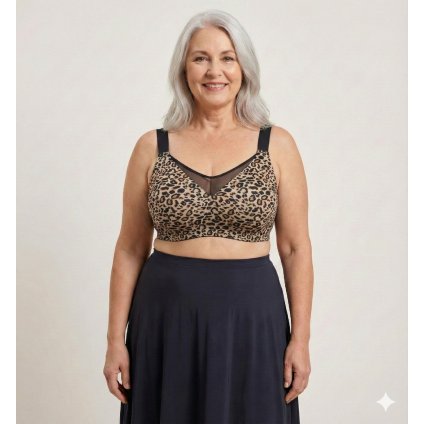 podprsenka pro velká prsa s širokými ramínky bezešvá zvířecí vzor