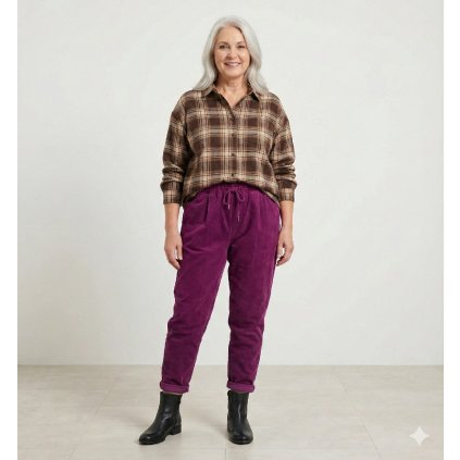 teplé dámské kalhoty fialové