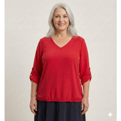 plussize tunika s gumičkou v pase červená