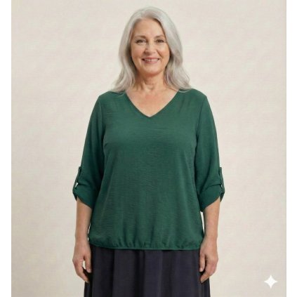 plussize tunika s gumičkou v pase zelená