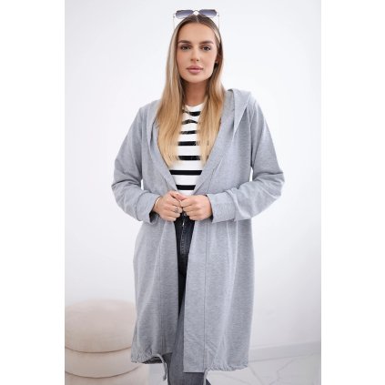 Dlouhá mikina s potiskem šedá (Velikost universal, Barva Grey)