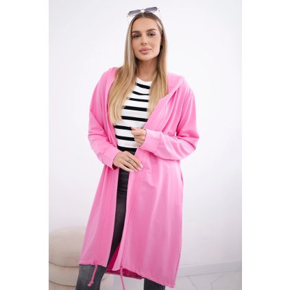 Dlouhá mikina s potiskem růžová (Velikost universal, Barva Světle růžová)