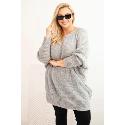 Dámský svetr Plus Size šedý (Velikost universal, Barva Grey)