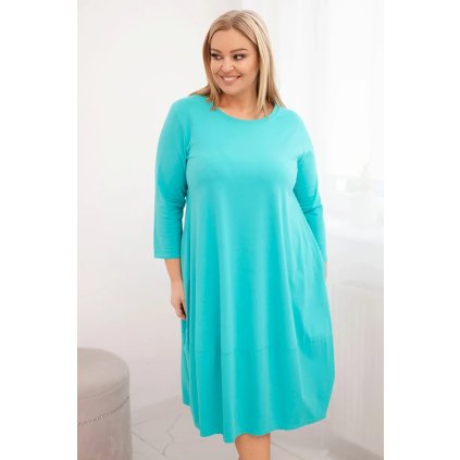 Dámské bavlněné Plussize šaty s kapsami mint (Velikost universal, Barva Mátový)