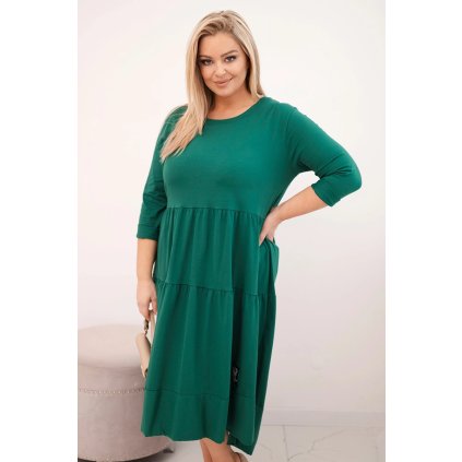 Dámské bavlněné Plus Size šaty s volánem zelené (Velikost universal, Barva Zelená)