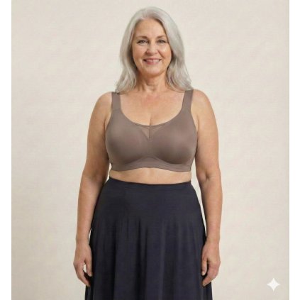 podprsenka pro velká prsa s širokými ramínky bezešvá hnědá