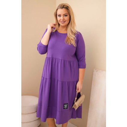 Dámské bavlněné Plus Size šaty s volánem fialové (Velikost universal, Barva Fialová)