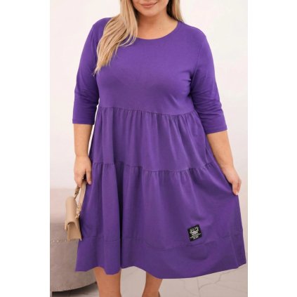 Dámské bavlněné Plus Size šaty s volánem fialové (Velikost universal, Barva Fialová)