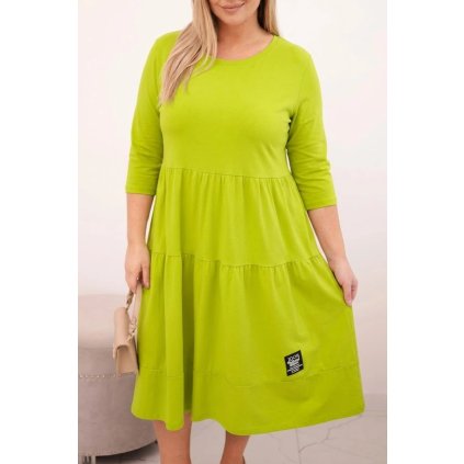 Dámské bavlněné Plus Size šaty s volánem pistáciové (Velikost universal, Barva Pistácie)