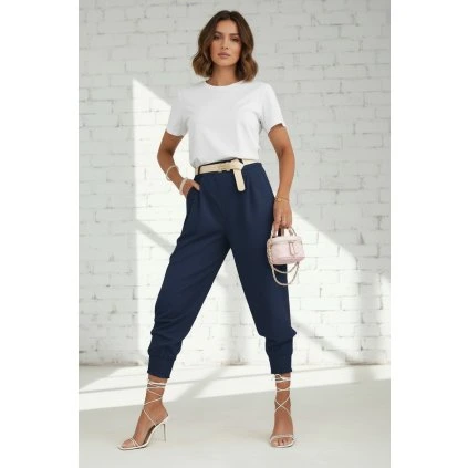 elegantní tepláky s páskem tmavě modré