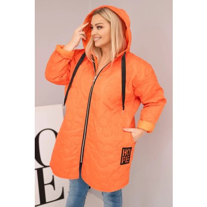 Dámská bunda Plus Size prošívaná s kapucí a nápisem HOPE oranžová (Velikost universal, Barva Orange)