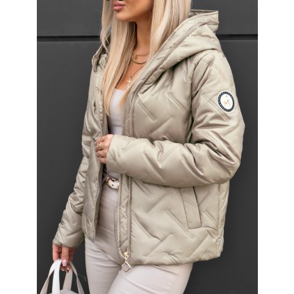 krátká prošívaná bunda dámská béžová