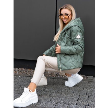 krátká prošívaná bunda dámská khaki