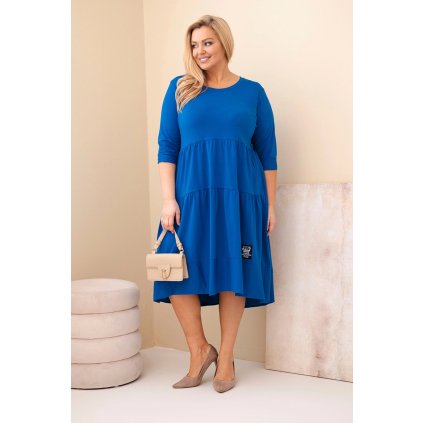 Dámské bavlněné Plus Size šaty s volánem modré (Velikost universal, Barva Chrpa)