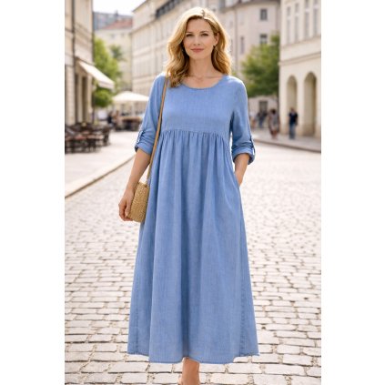 dlouhé šaty ze slabé džínoviny