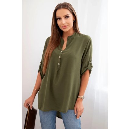 Halenka s prodlouženým zadním dílem khaki (Velikost universal, Barva Khaki)