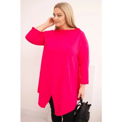 Dámská asymetrická bavlněná blůza Plus Size fuchsie (Velikost universal, Barva Fuchsie)