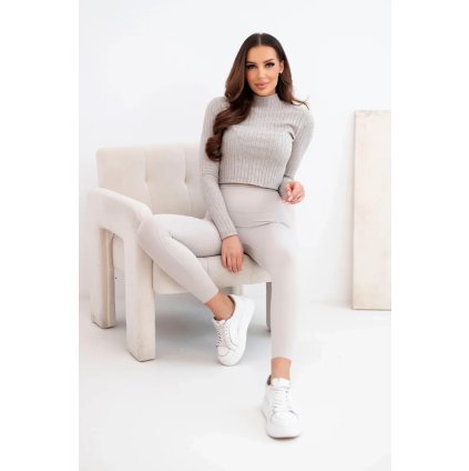 Dámské legíny s vysokým pasem béžové (Velikost S, Barva Béžová)