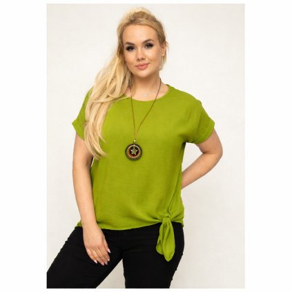 tunika s ozdobným uzlem a ozdobou na krku olivově zelená