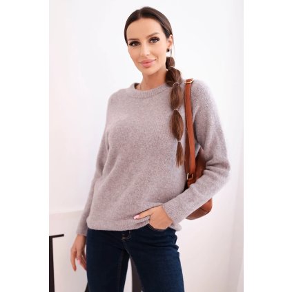 Dámský svetr z baby alpaky s dlouhým rukávem tmavě béžový (Velikost universal, Barva Tmavě béžová)