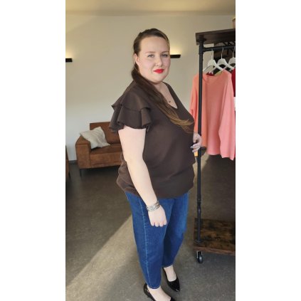 plussize halenka čokoládově hnědá