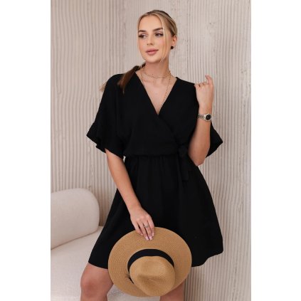 Krátké mušelínové šaty černé (Velikost universal, Barva Černá)