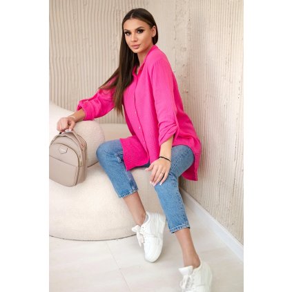 Dlouhá mušelínová košile růžová (Velikost universal, Barva Růžová)