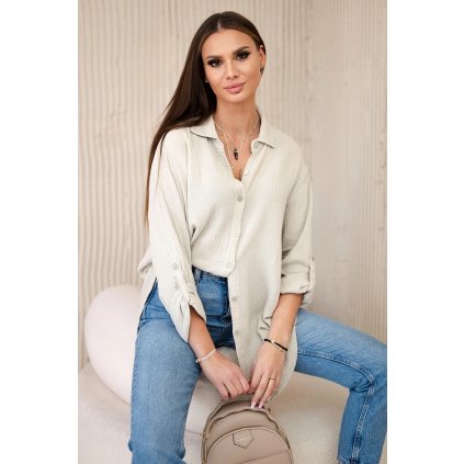 Dlouhá mušelínová košile tmavě béžová (Velikost universal, Barva Tmavě béžová)