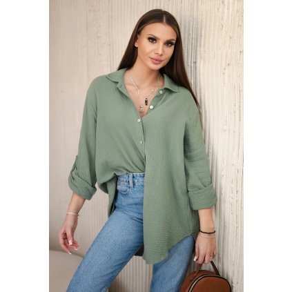 Dlouhá mušelínová košile khaki (Velikost universal, Barva Khaki)