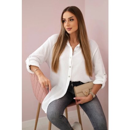 Dlouhá mušelínová košile bílá (Velikost universal, Barva Bílá)