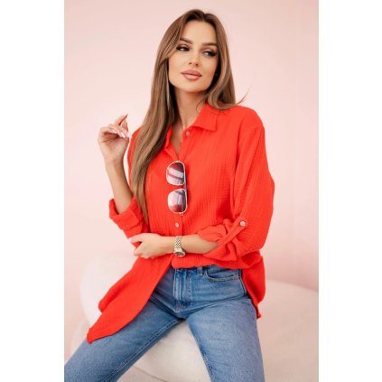 Dlouhá mušelínová košile červená (Velikost universal, Barva Červená)