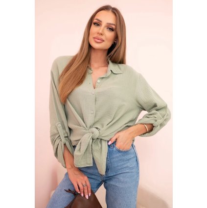Dlouhá mušelínová košile světlá khaki (Velikost universal, Barva Světlé khaki)