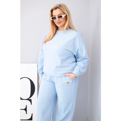 Dámská bavlněná plussize souprava modrá (Velikost universal, Barva Modrý)