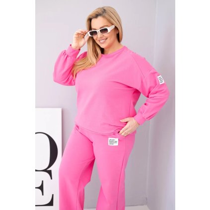 Dámská bavlněná plussize souprava růžová (Velikost universal, Barva Růžová)