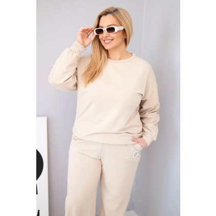 Dámská bavlněná plussize souprava béžová (Velikost universal, Barva Béžová)