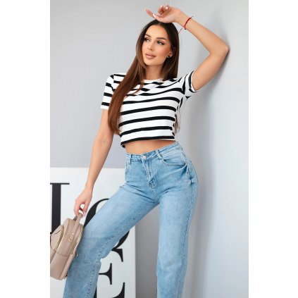 Dámské džíny s širokou nohavicí a vysokým pasem (Velikost S)