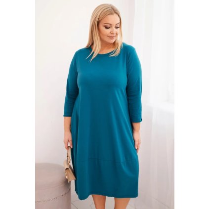 Dámské bavlněné Plussize šaty s kapsami petrolej (Velikost universal, Barva Námořní)