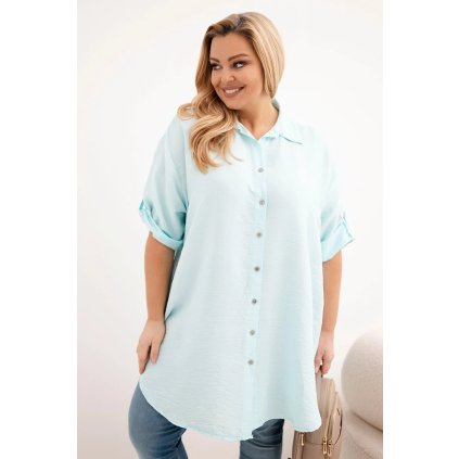 Dámská košile Plus Size z viskózy s delší zadní částí světle mátová (Velikost universal, Barva Světle mátová)